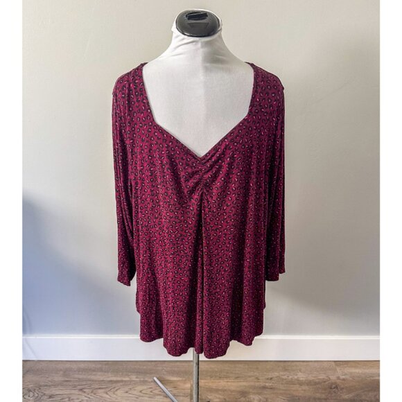 Lane Bryant Plum Cheetah Print Top - Picture 1 of 9